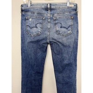 BIG STAR Med Wash Bootcut Slim Leg Stretch Distressed Jeans Sz 28R